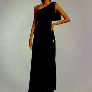 Sachin + Babi Black Bow One Shoulder Maxi Dress Size 12